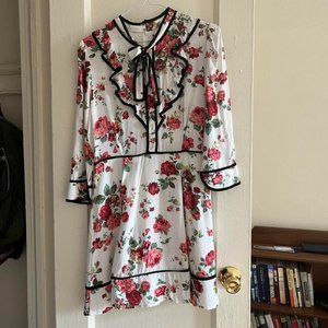 Floral babydoll necktie dress